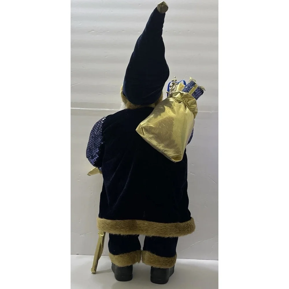 Blue & Gold Santa Figure Standing Large 28x12